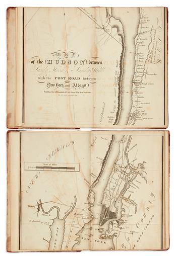 (HUDSON RIVER.) Bridges, [William?], delineator; Rollinson, engraver. Map of the Hudson Between Sandy Hook & Sandy Hill